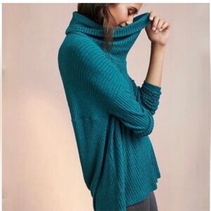 Saturday Sunday Anthropologie Cowl Neck Emerald Sweater